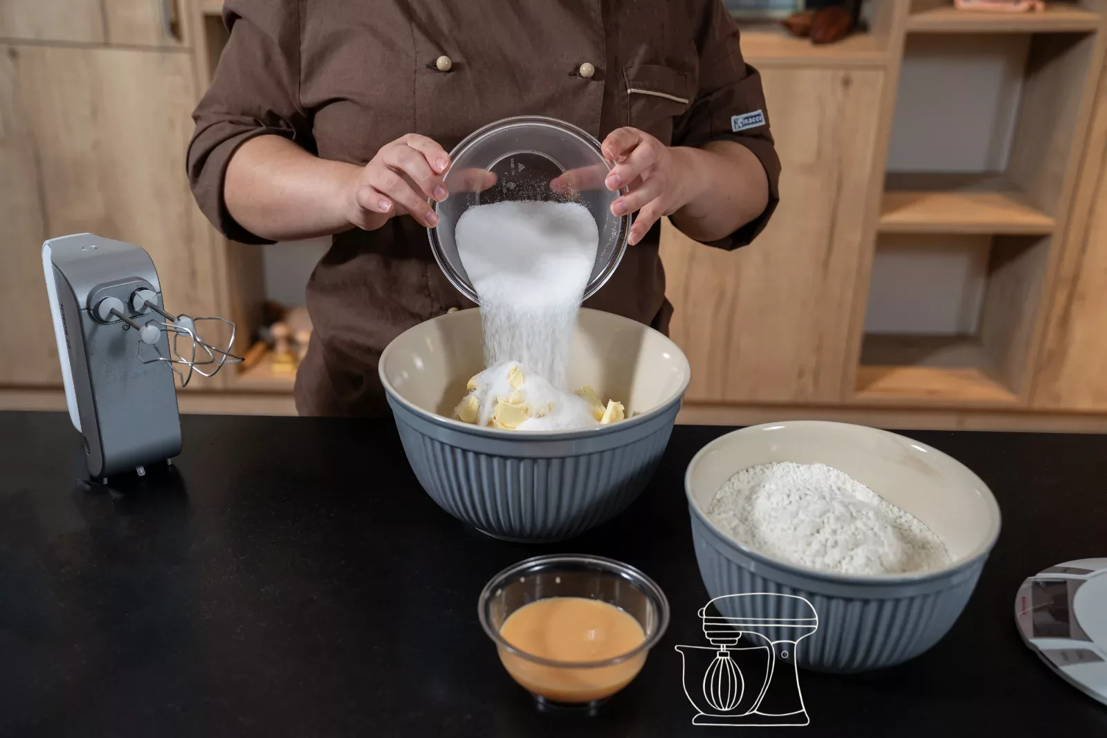 Add sugar to the butter