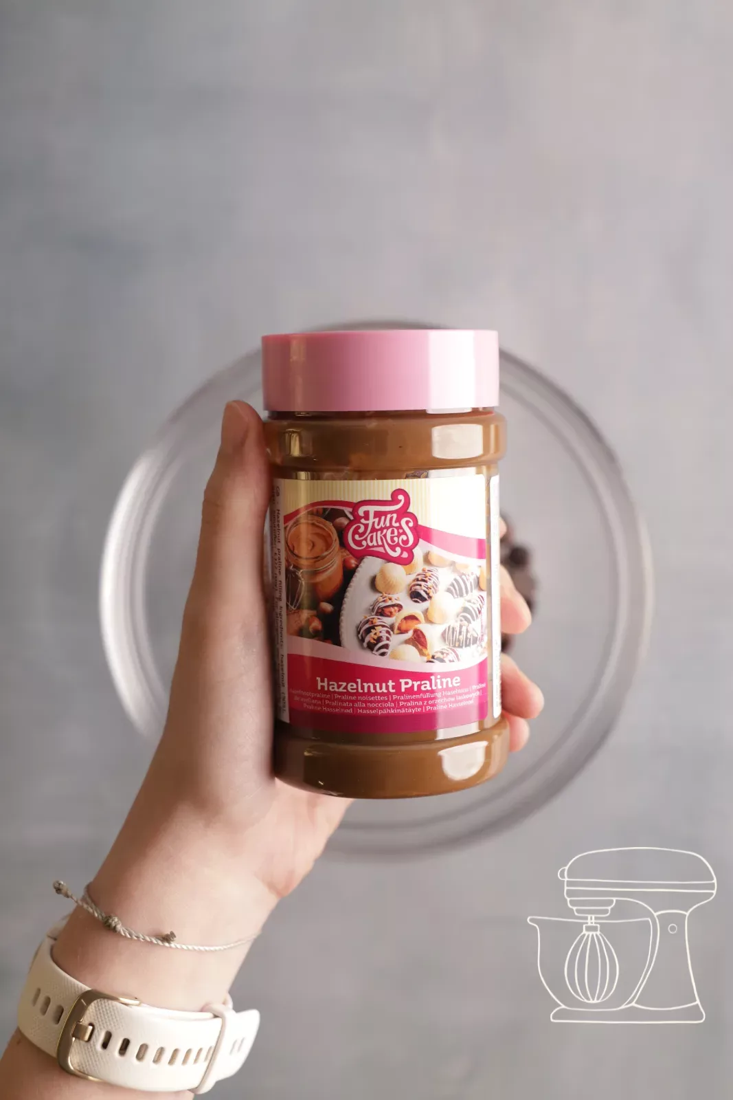 Praline is added to the chocolate
