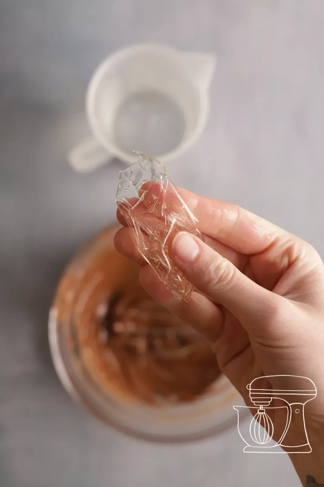 Squeezed Gelatine is placed on the chocolate