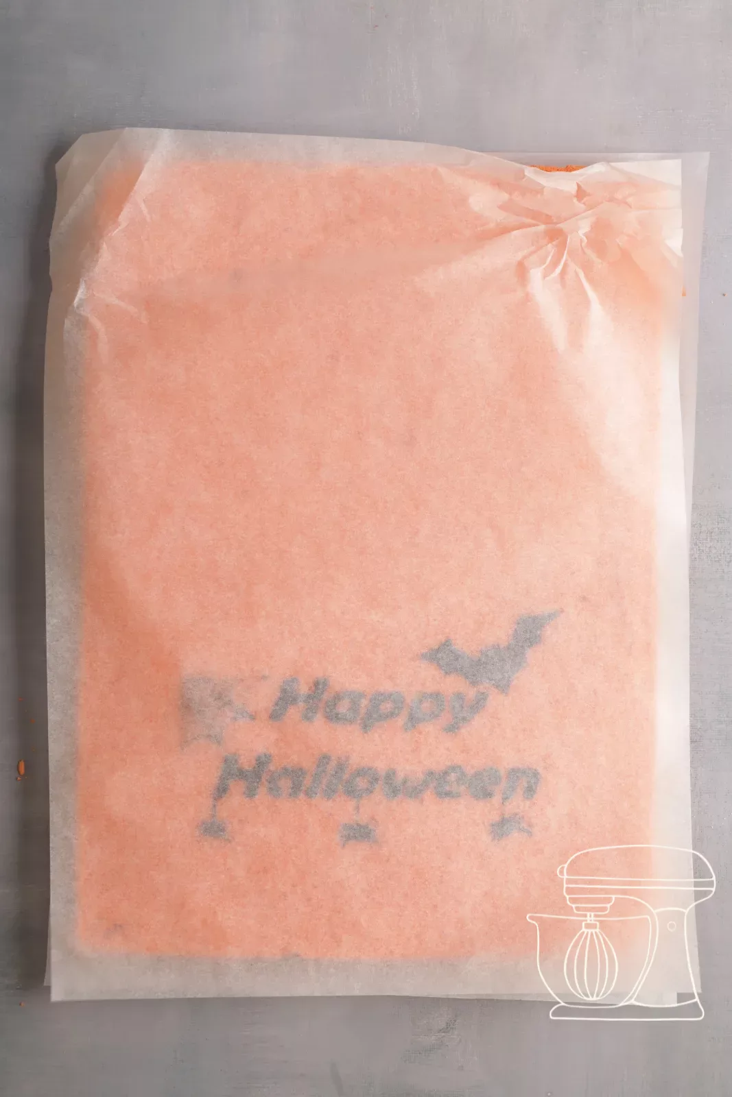 Sponge with black Halloween motifs after turning out (