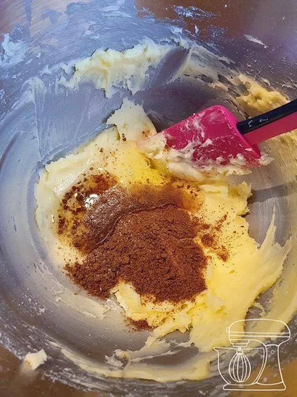 Egg white being added to the Mixing bowl