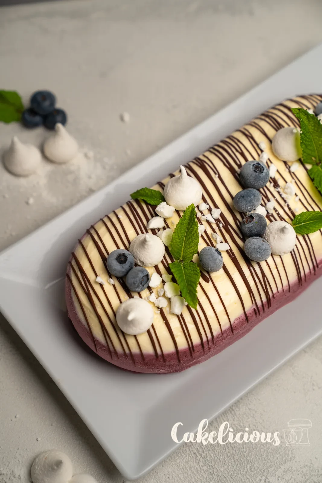 Blueberry parfait with marble effect