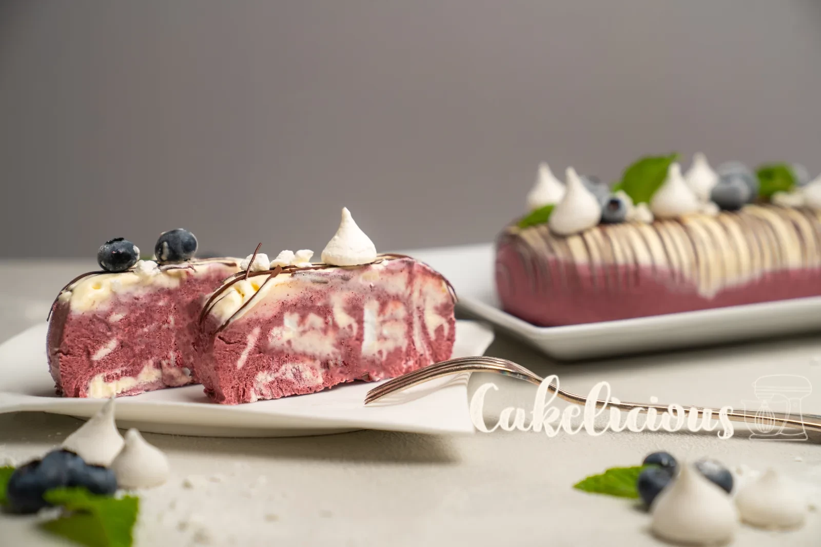 Blueberry parfait with marble effect