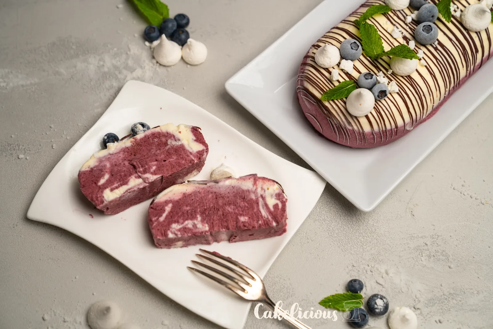 Blueberry parfait with marble effect