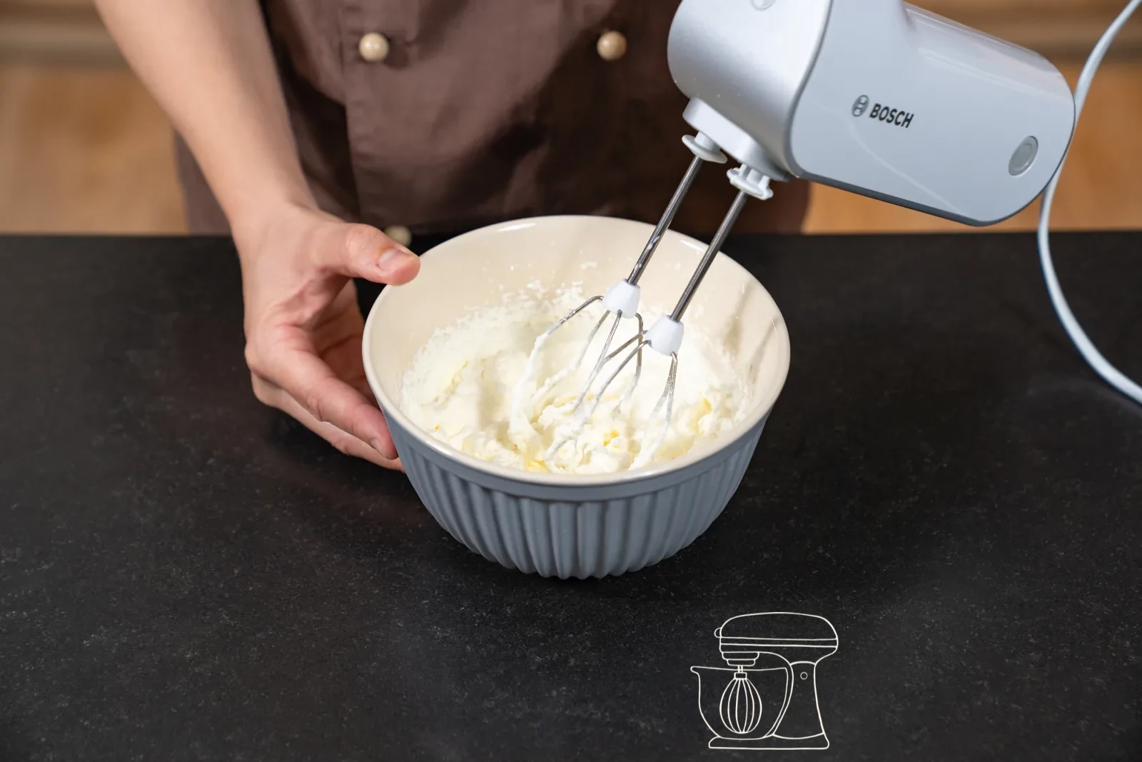 Whip egg white and cream separately