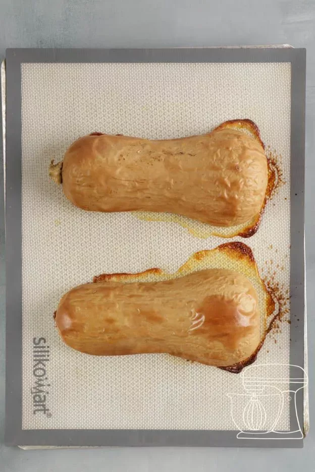 Baked butternut squash straight from the oven