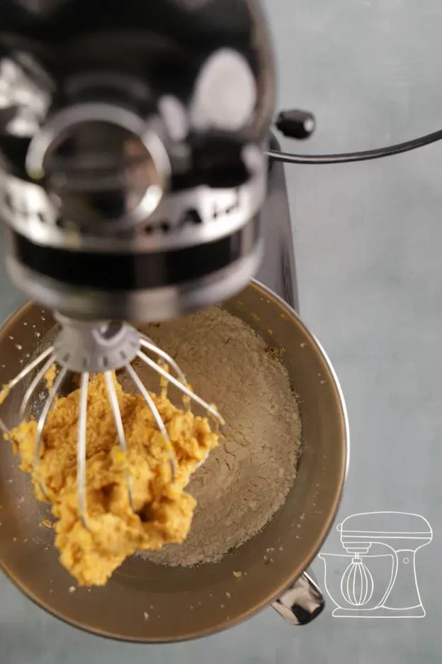 Flour is worked in with the whisk