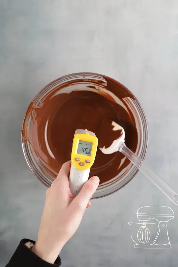 Mesure de la température du chocolat fondu