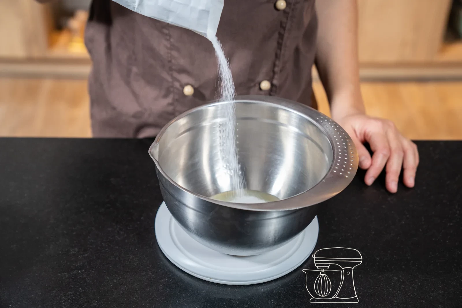 Warm the sugar, egg white and gelatine