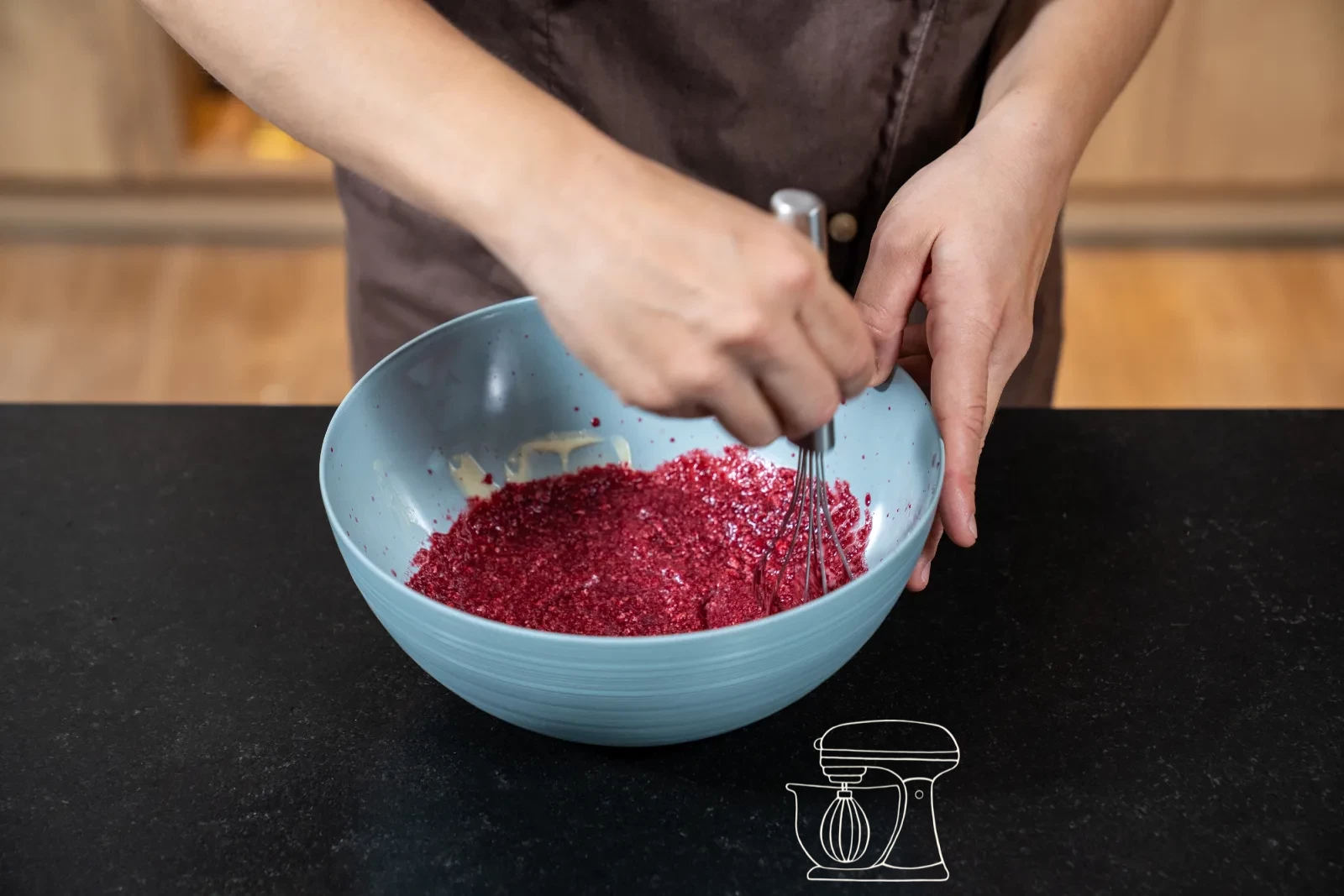 Combine couverture and cherry puree