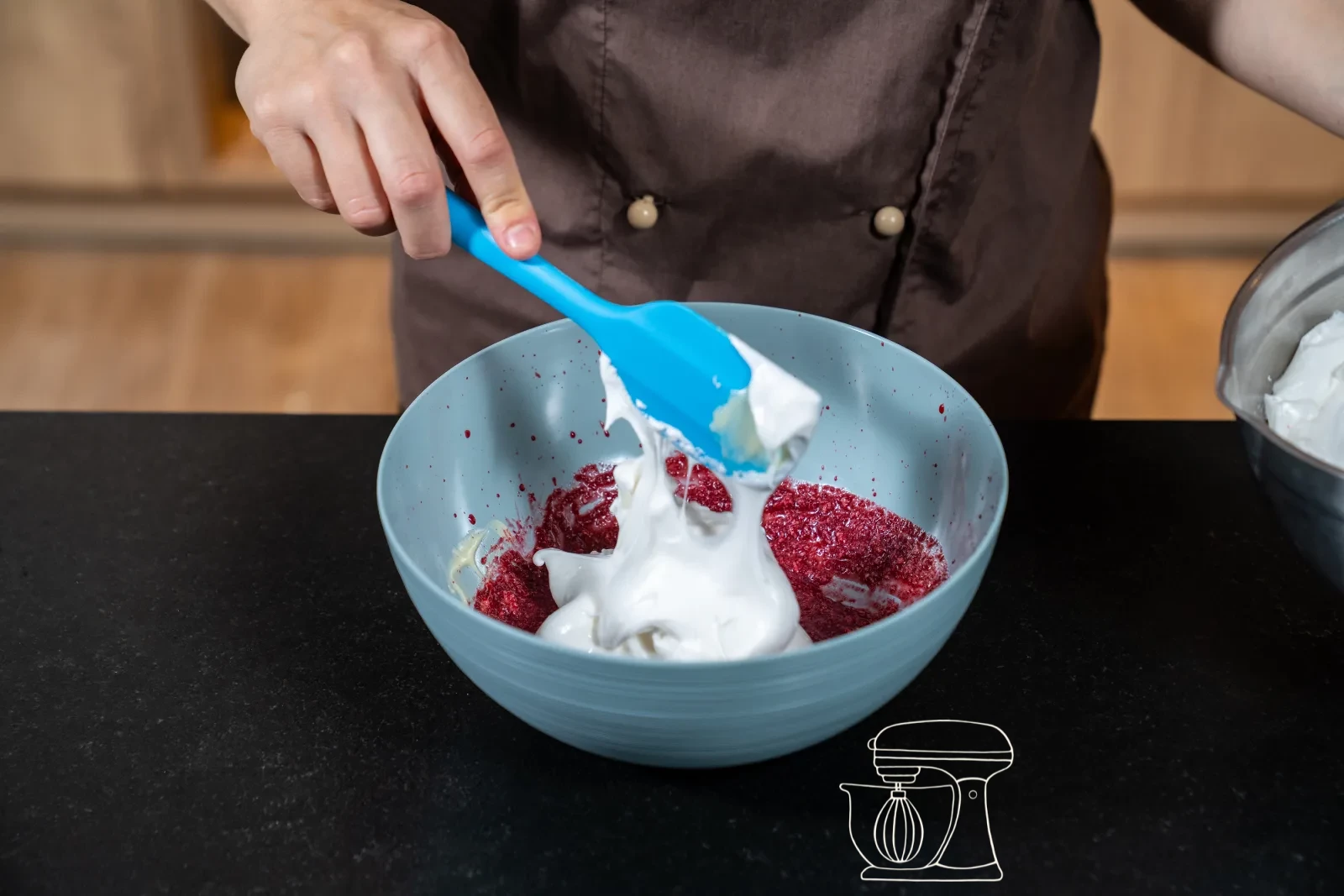 Fold in the meringue and cream