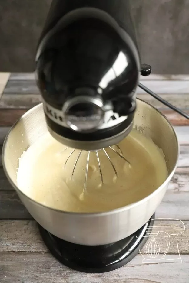 Pale and foamy whipped sponge mixture