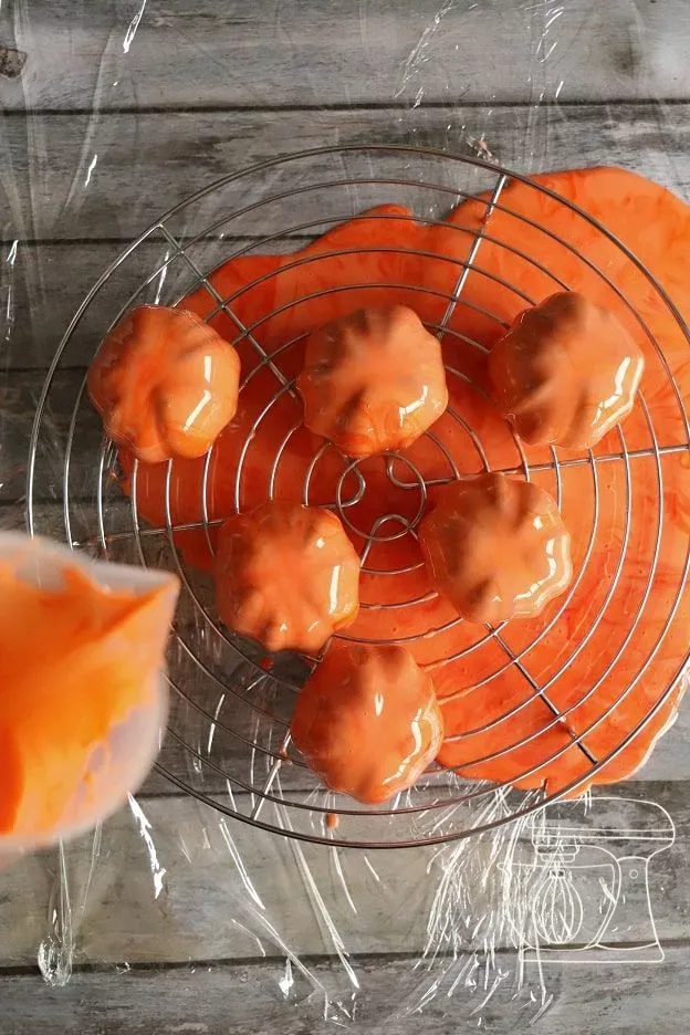 Glossy glazed pumpkin mousse tartlets
