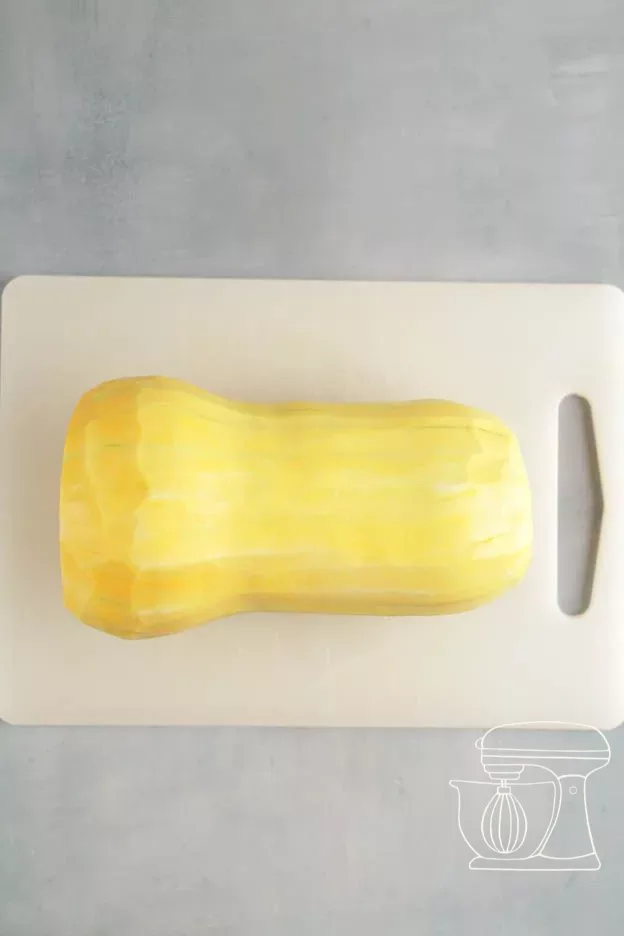Pumpkin being peeled