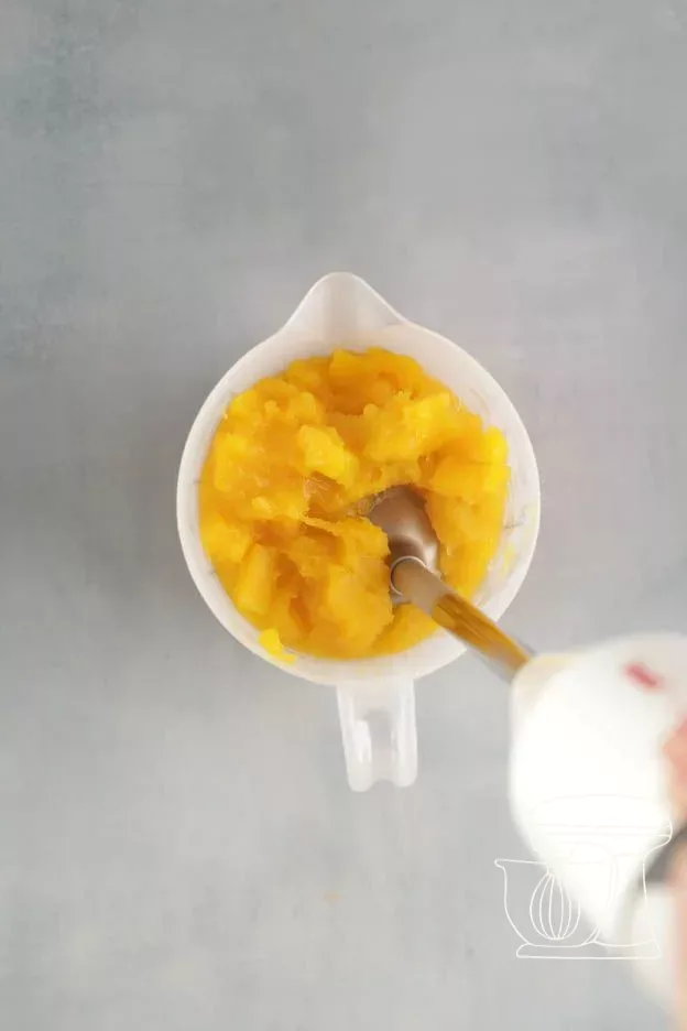 Pumpkin being turned into purée