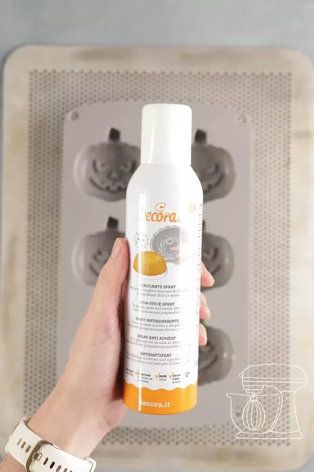 Cavities are sprayed with non-stick spray