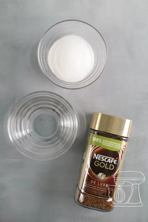 Ingrédients pour le sirop au café