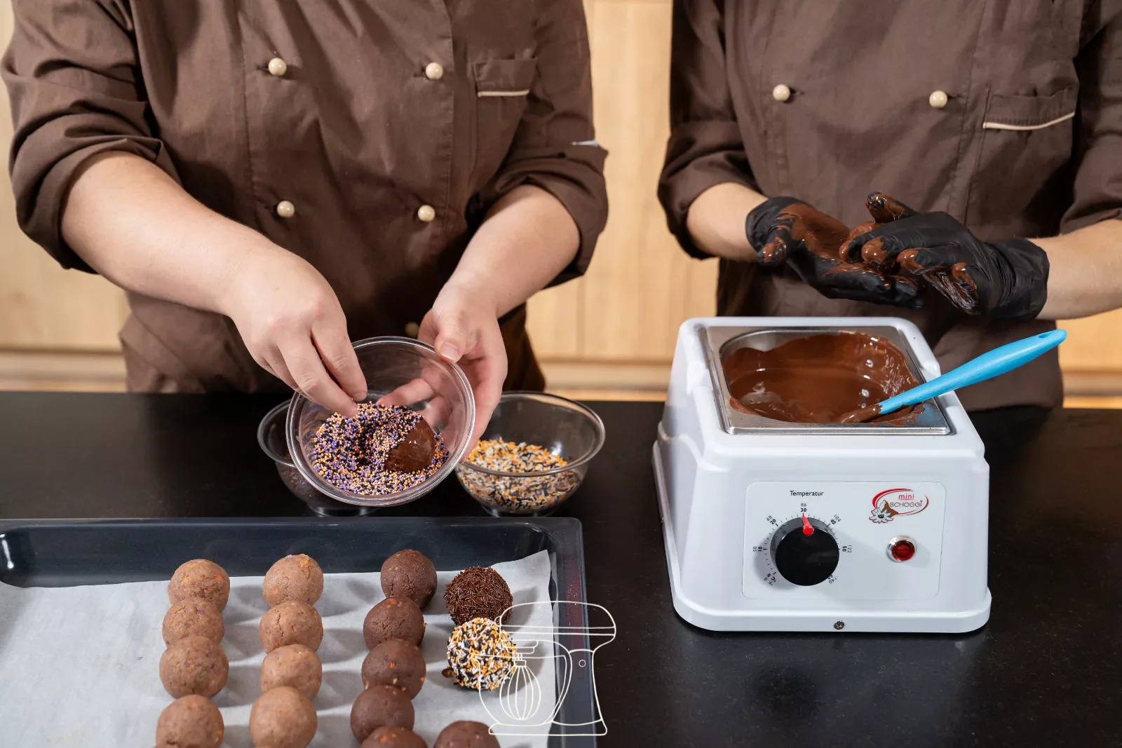 Rolling a coated ball in sprinkles
