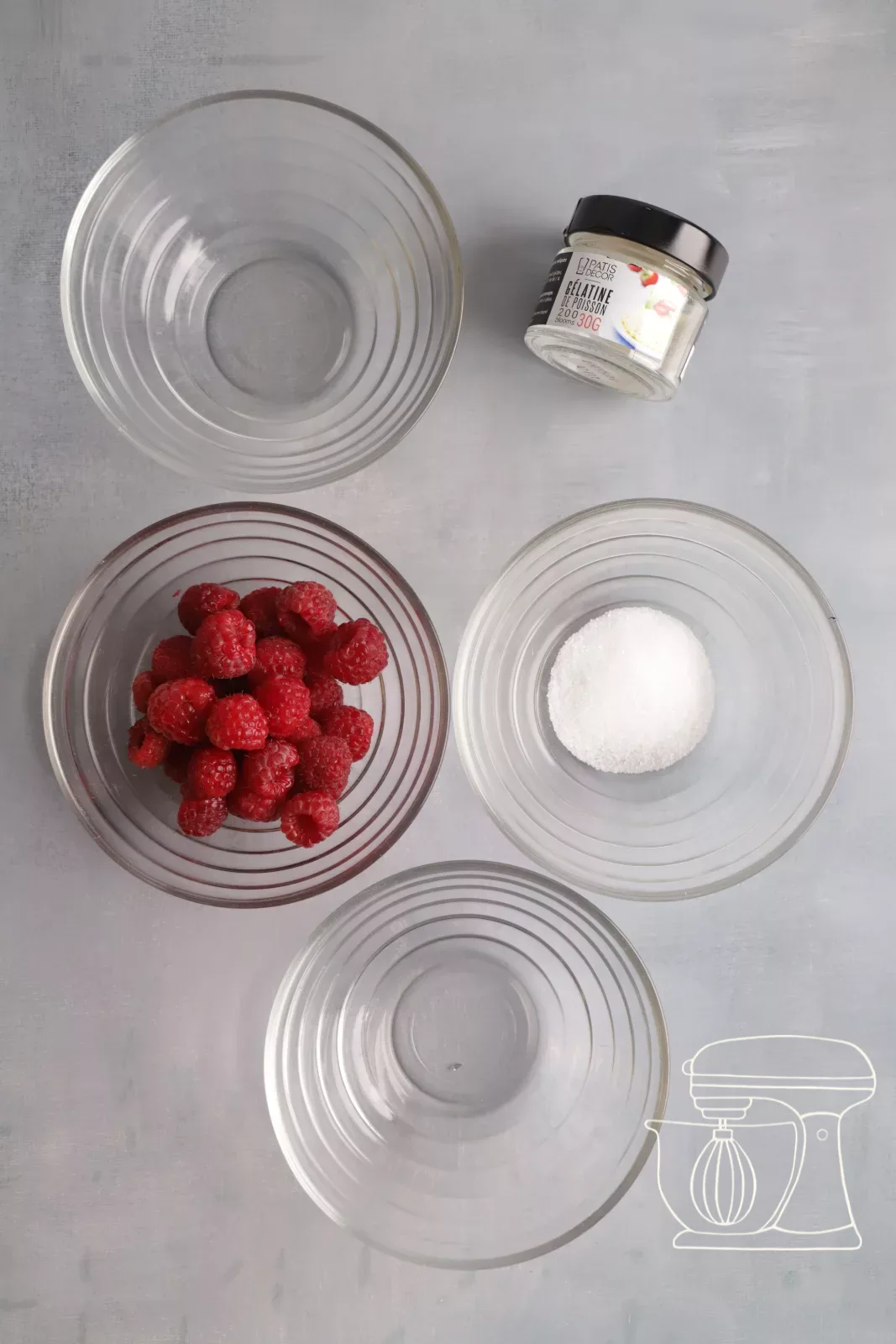 Ingredients for the raspberry compote