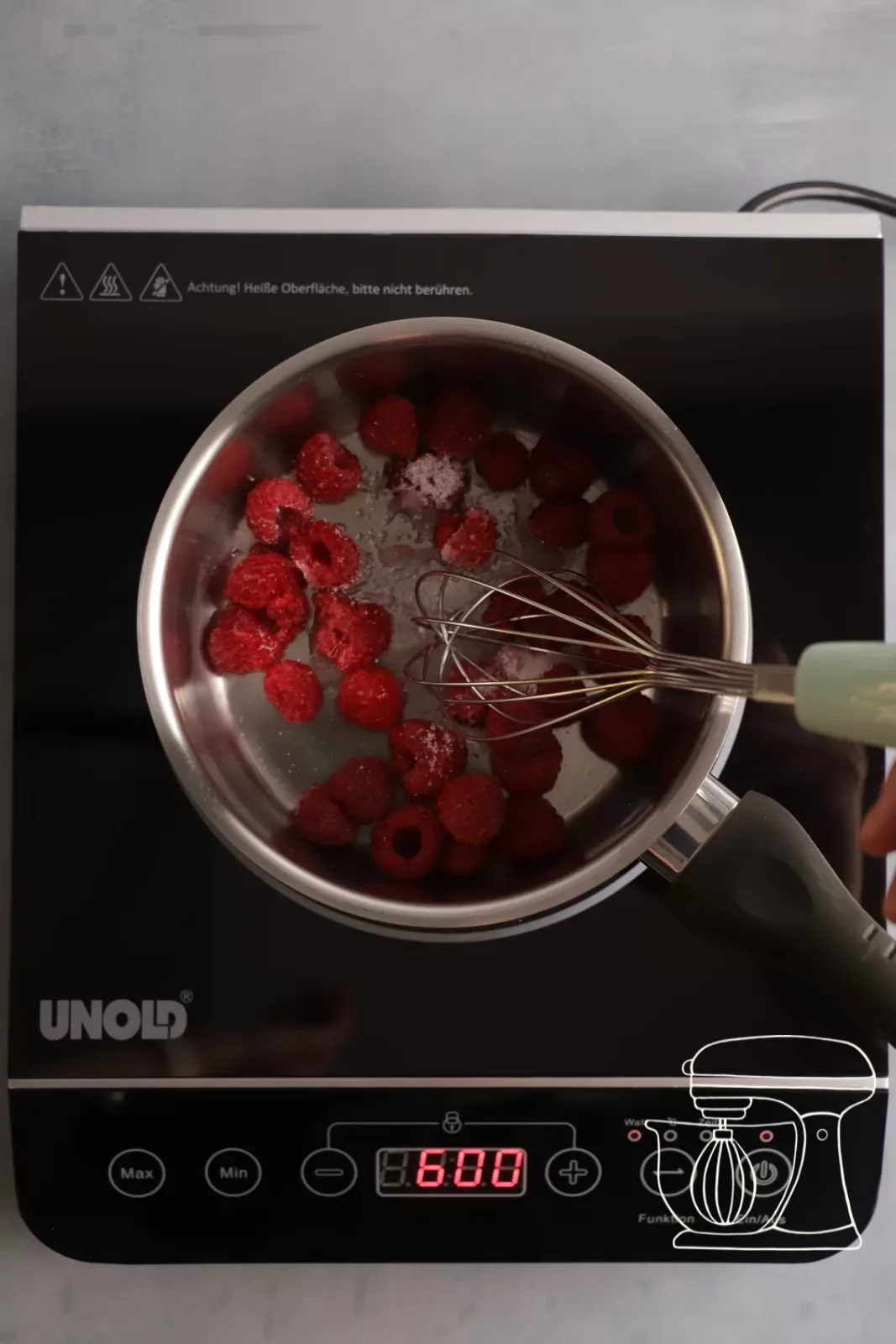 Heating raspberries in the pan