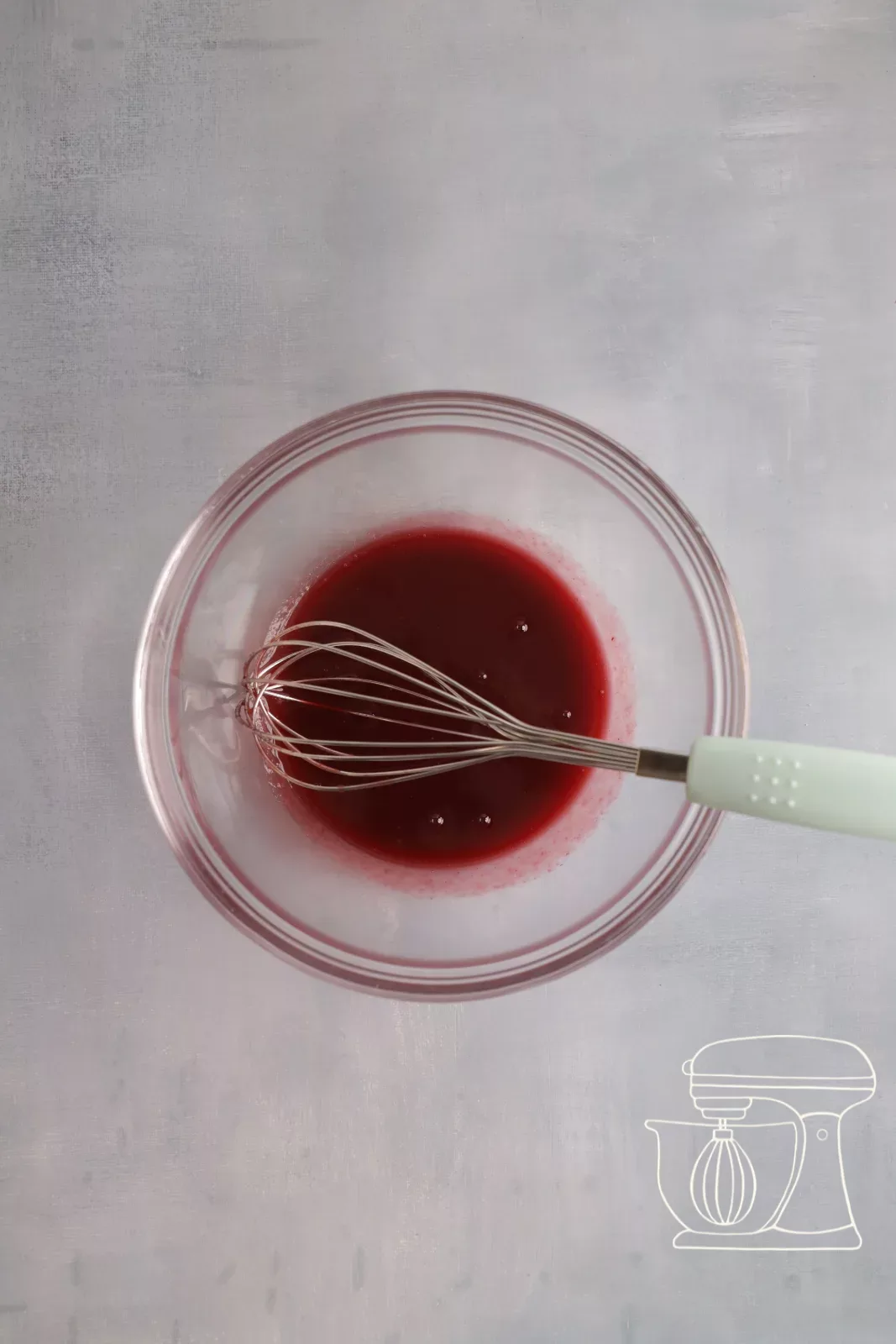 Raspberry purée in the bowl