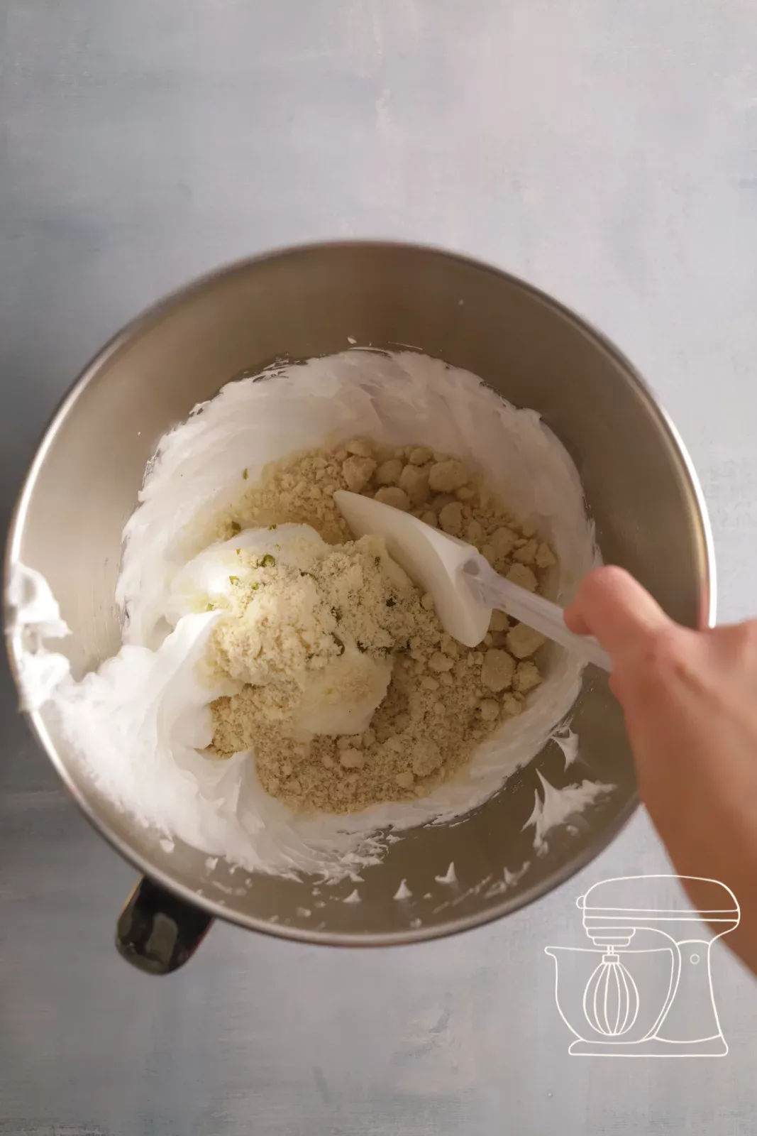 Folding in with the dough scraper