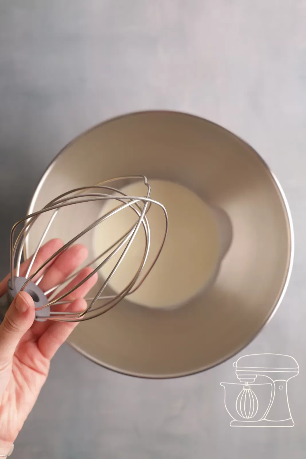 Double cream in the mixing bowl