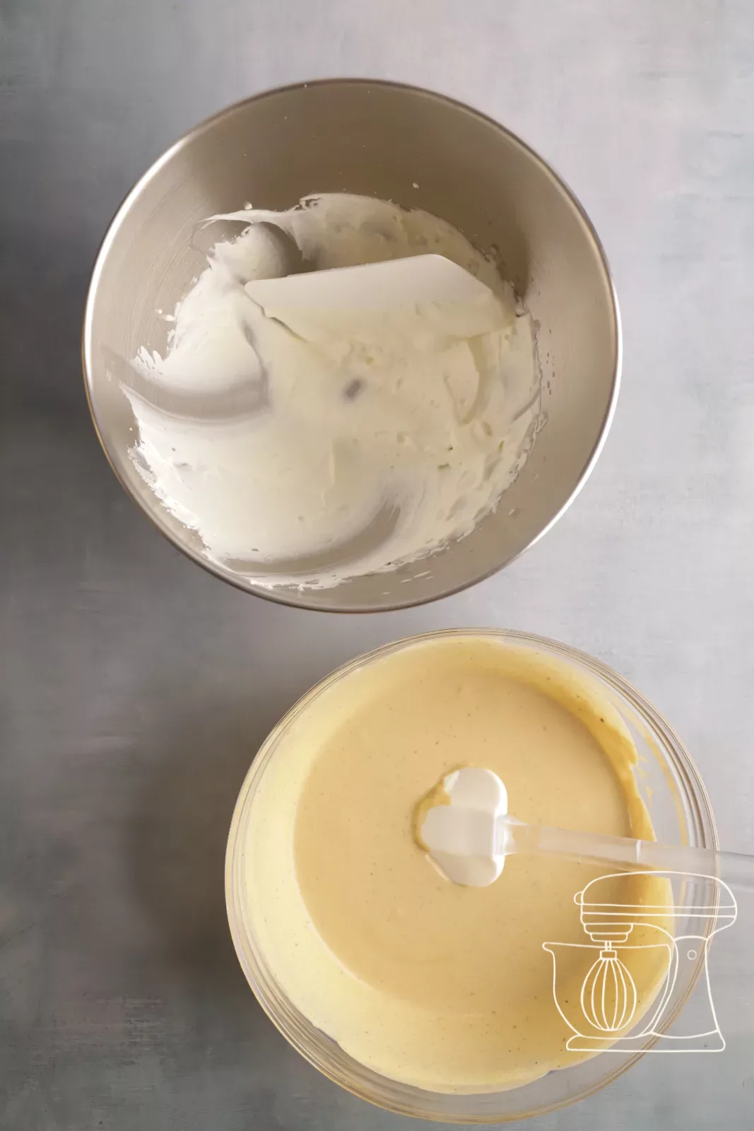 Folding in the cream in portions