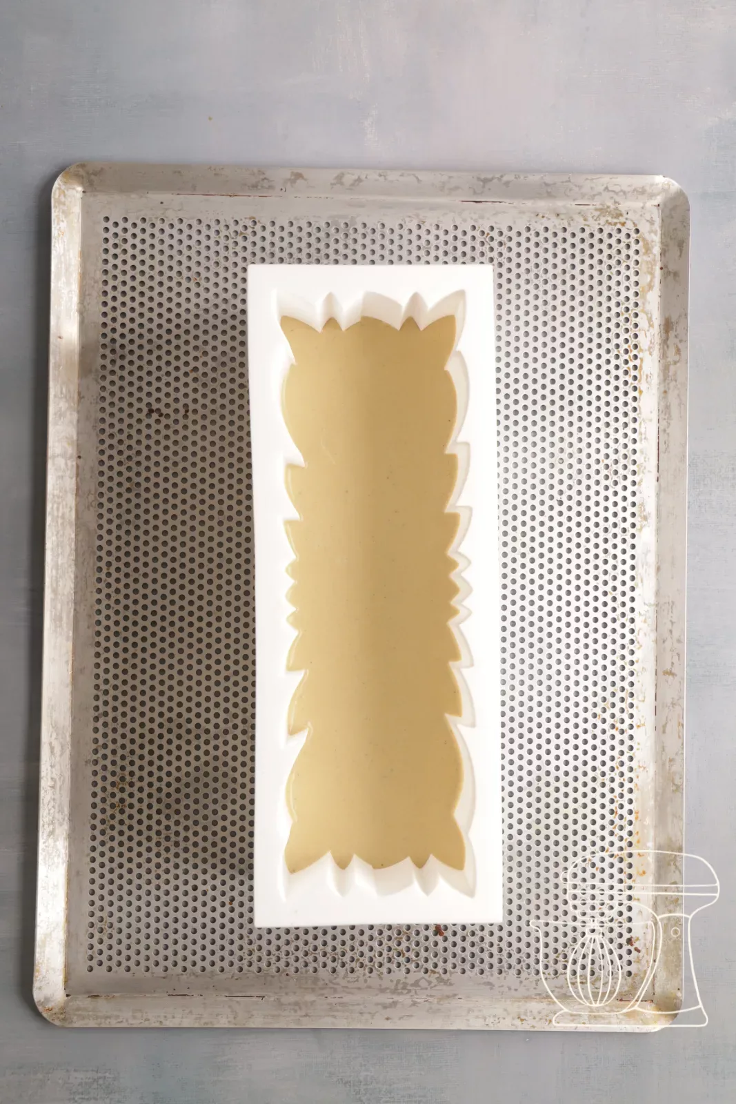 Mould half filled with bavarois