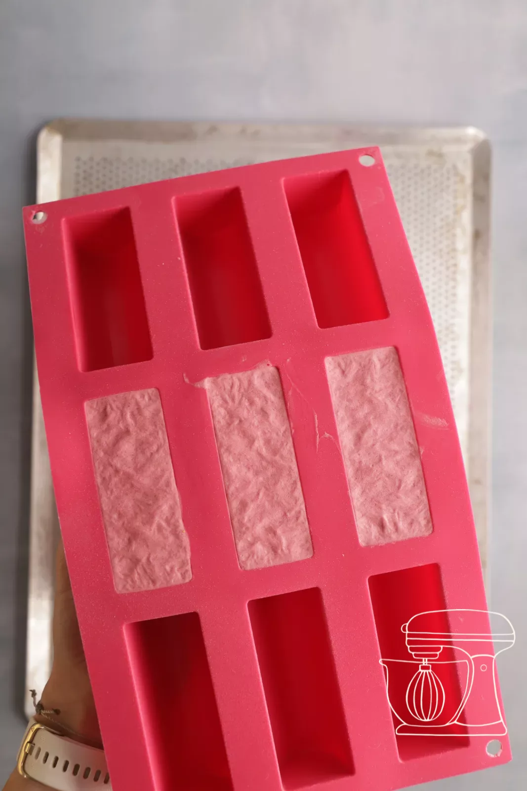 Frozen raspberry fillings in the mould