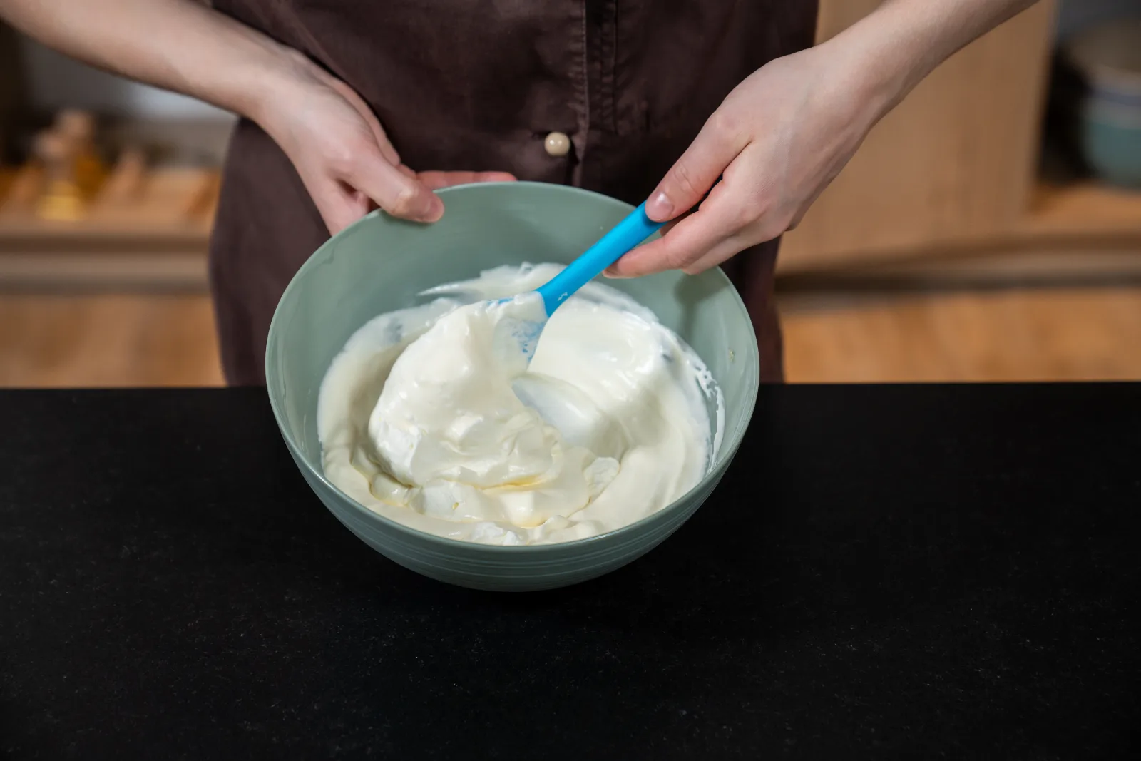 Working in the gelatine and folding in the cream