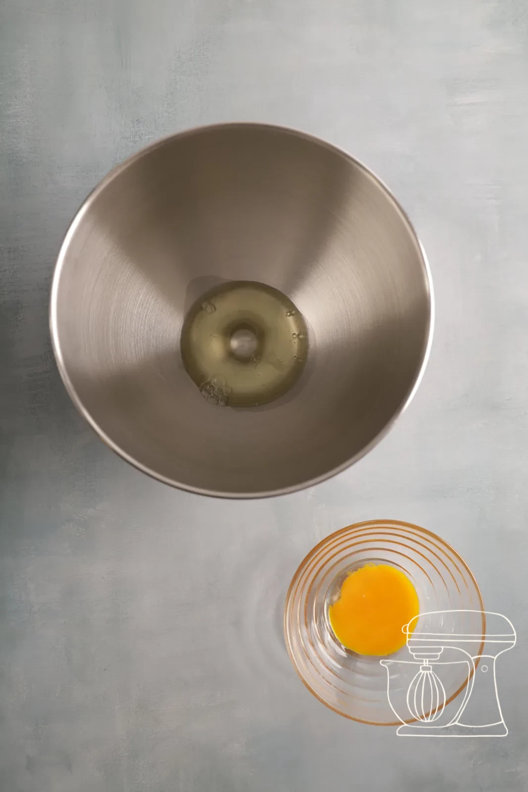 Six eggs being separated