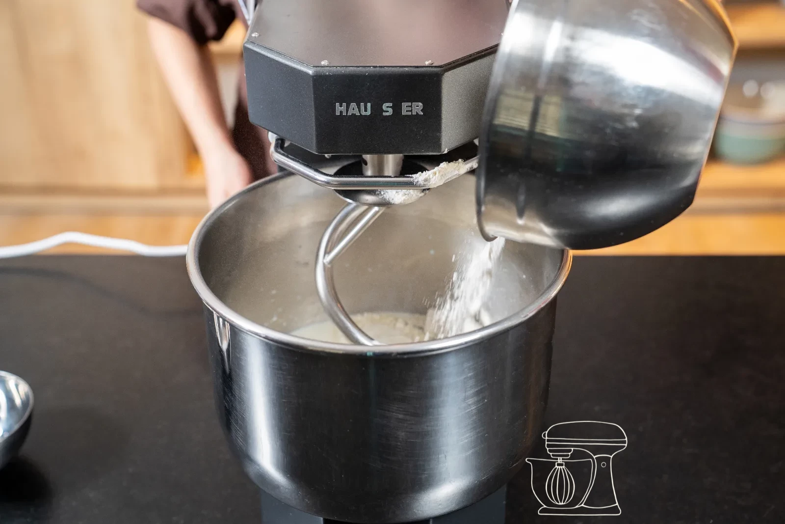 The ingredients are mixed on the first setting