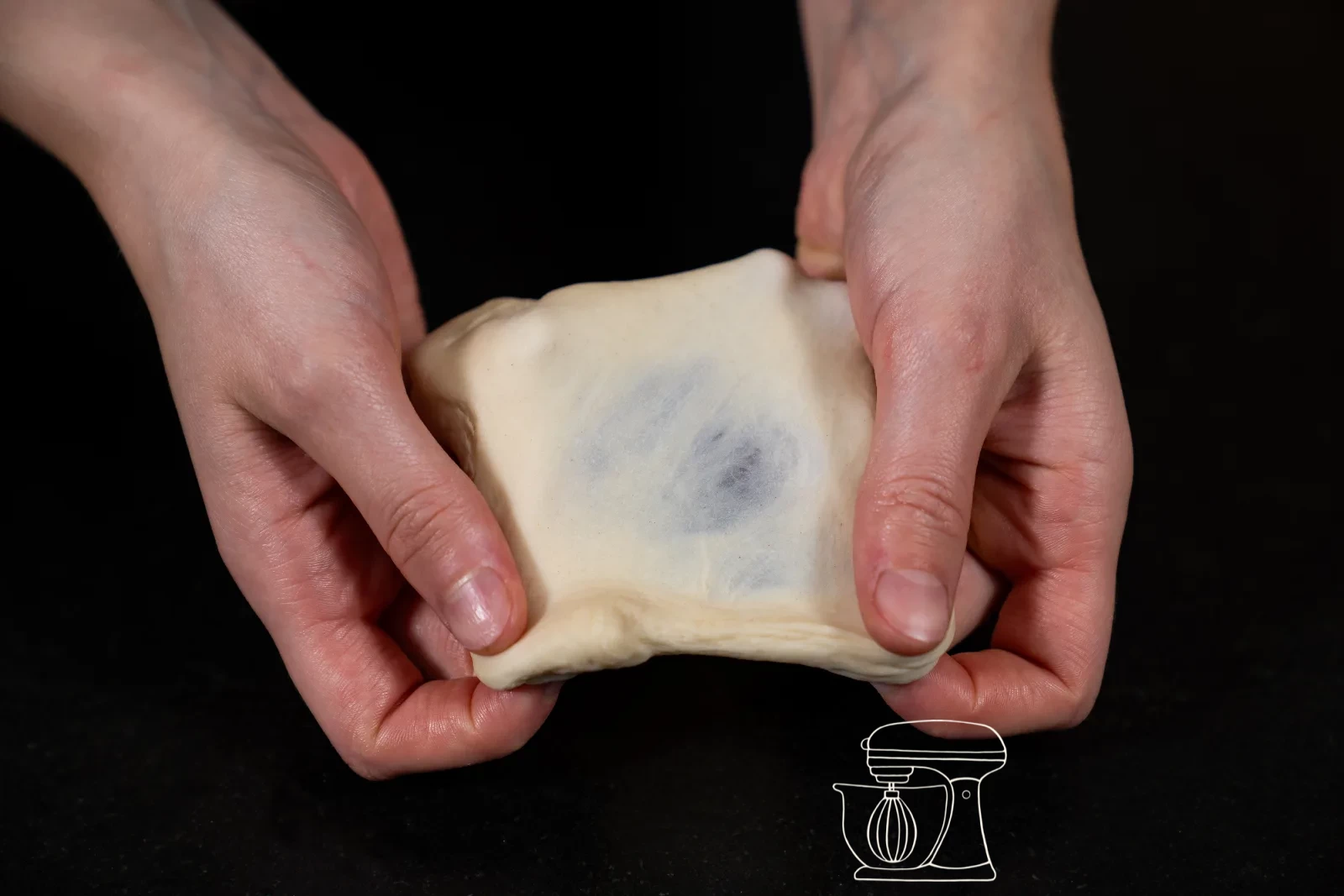 The windowpane test: the dough can be stretched paper-thin