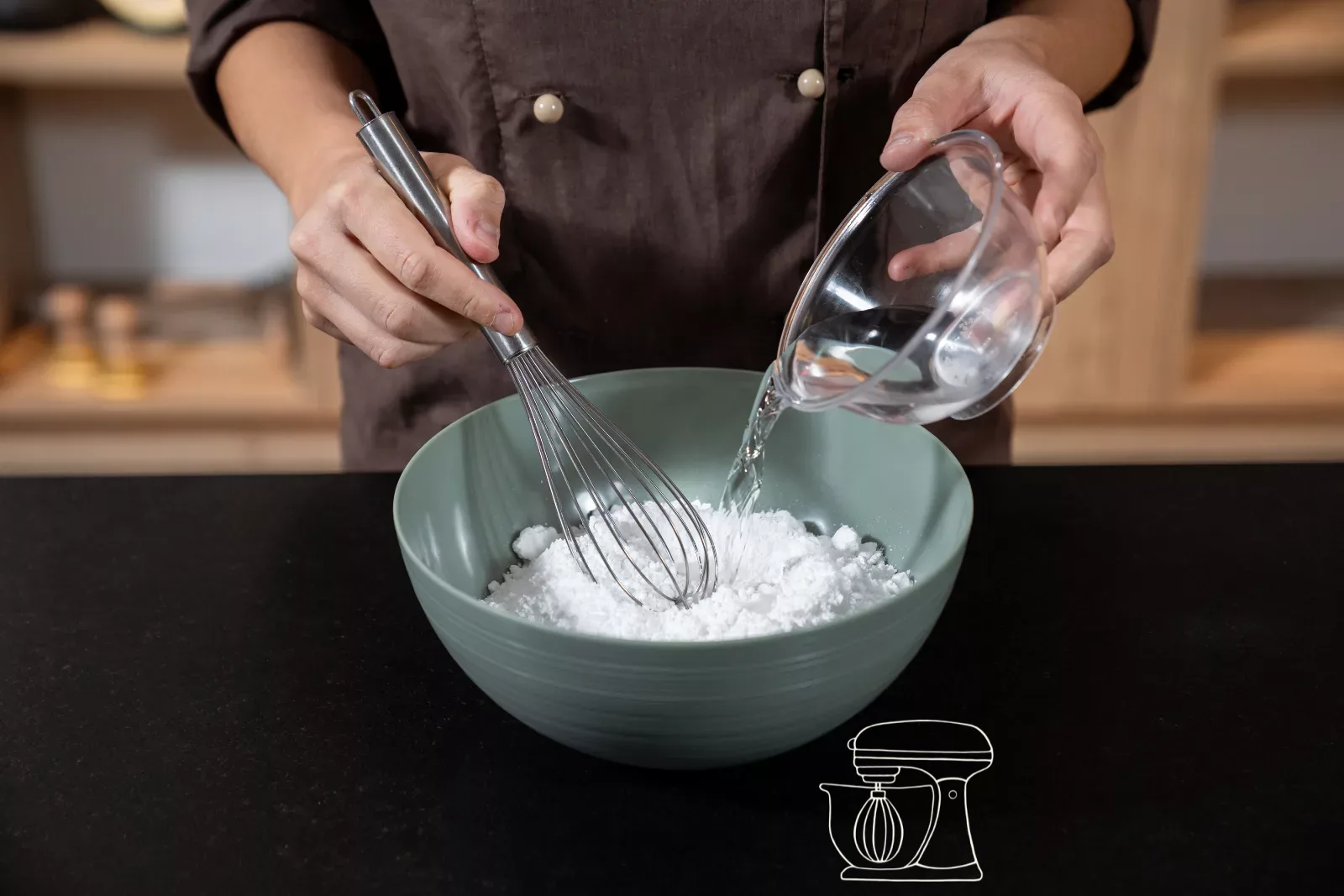 Verser l'eau sur le sucre glace