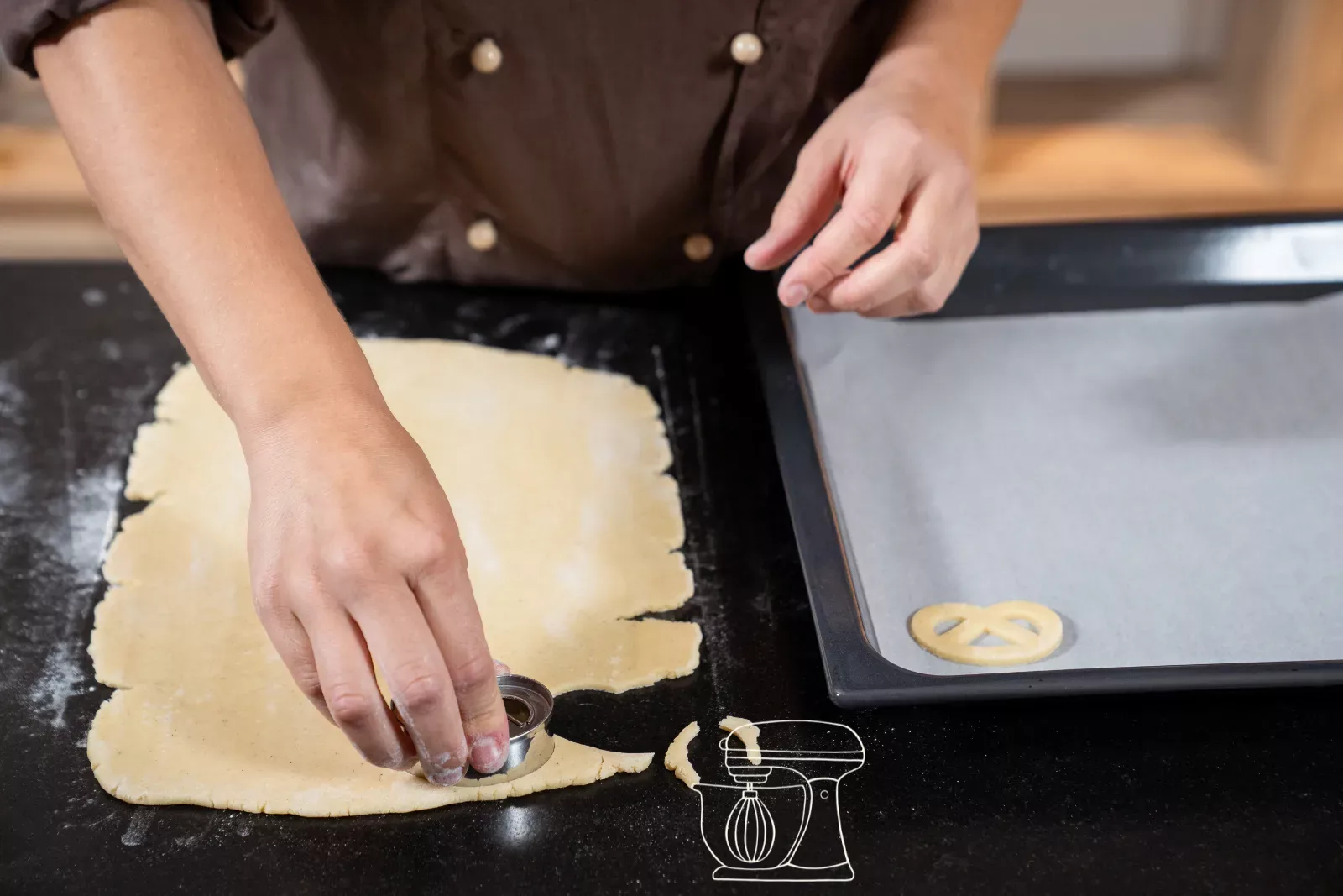 Découper les bretzels à la vanille dans la pâte