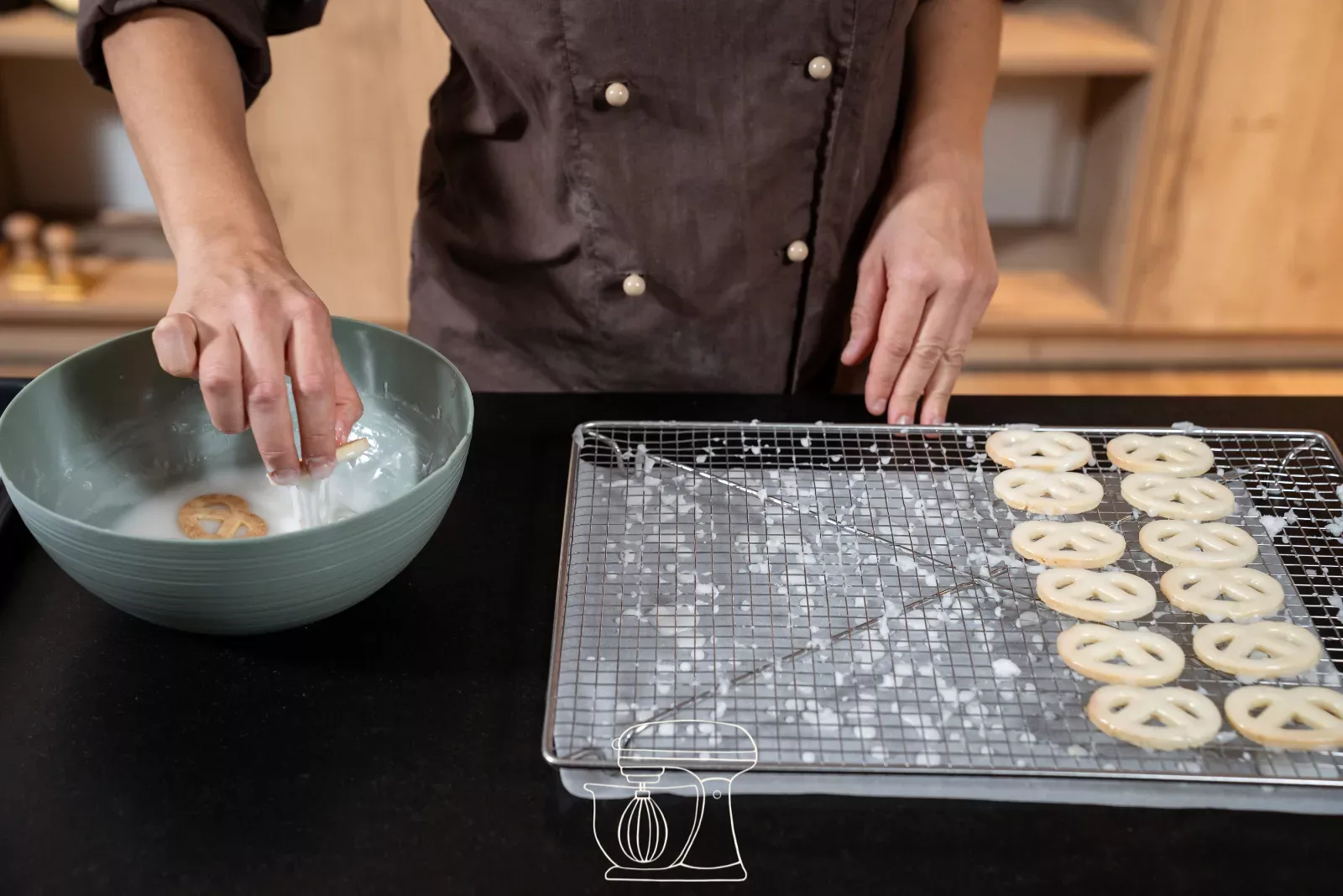 Retourner le bretzel dans le glaçage