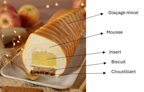 Cross-section of apple speculoos Yule log