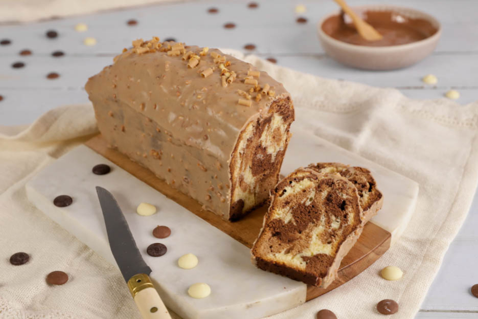 4 Chocolate Marble Cake with Caramel Icing