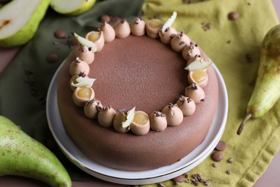 Pear-chocolate entremet