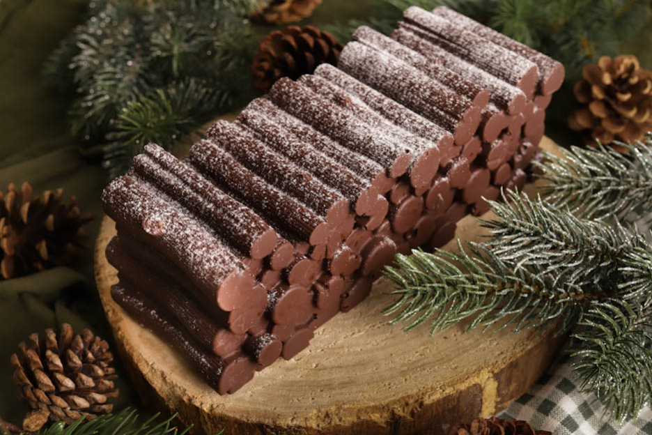Choco-caramel yule log