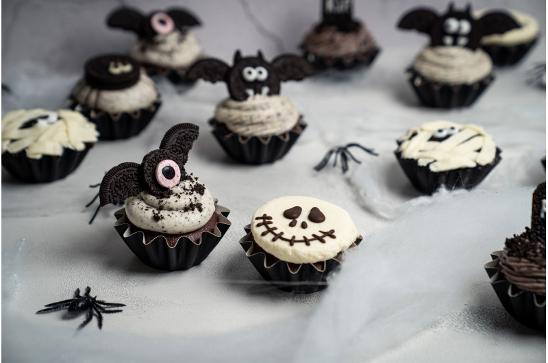 Oreo-Cupcakes für Halloween — fünf Motive aus einem Frosting