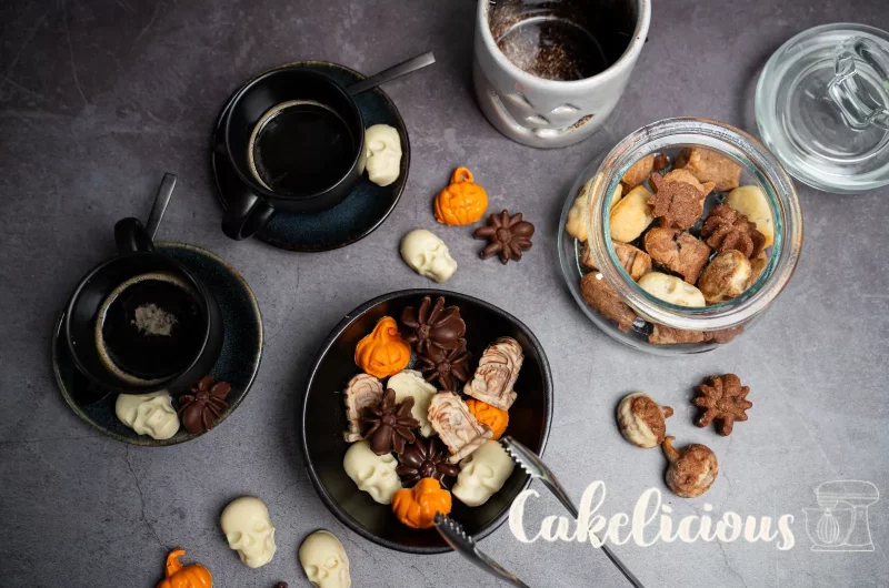 Halloween cookies with a chocolate coating